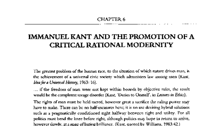 CHAPTER 6: IMMANUEL KANT AND THE PROMOTION OF CRITICAL RATIONALITY ...