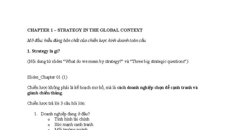 CHAPTER 1 STRATEGY IN THE GLOBAL CONTEXT: Understanding Global Business ...