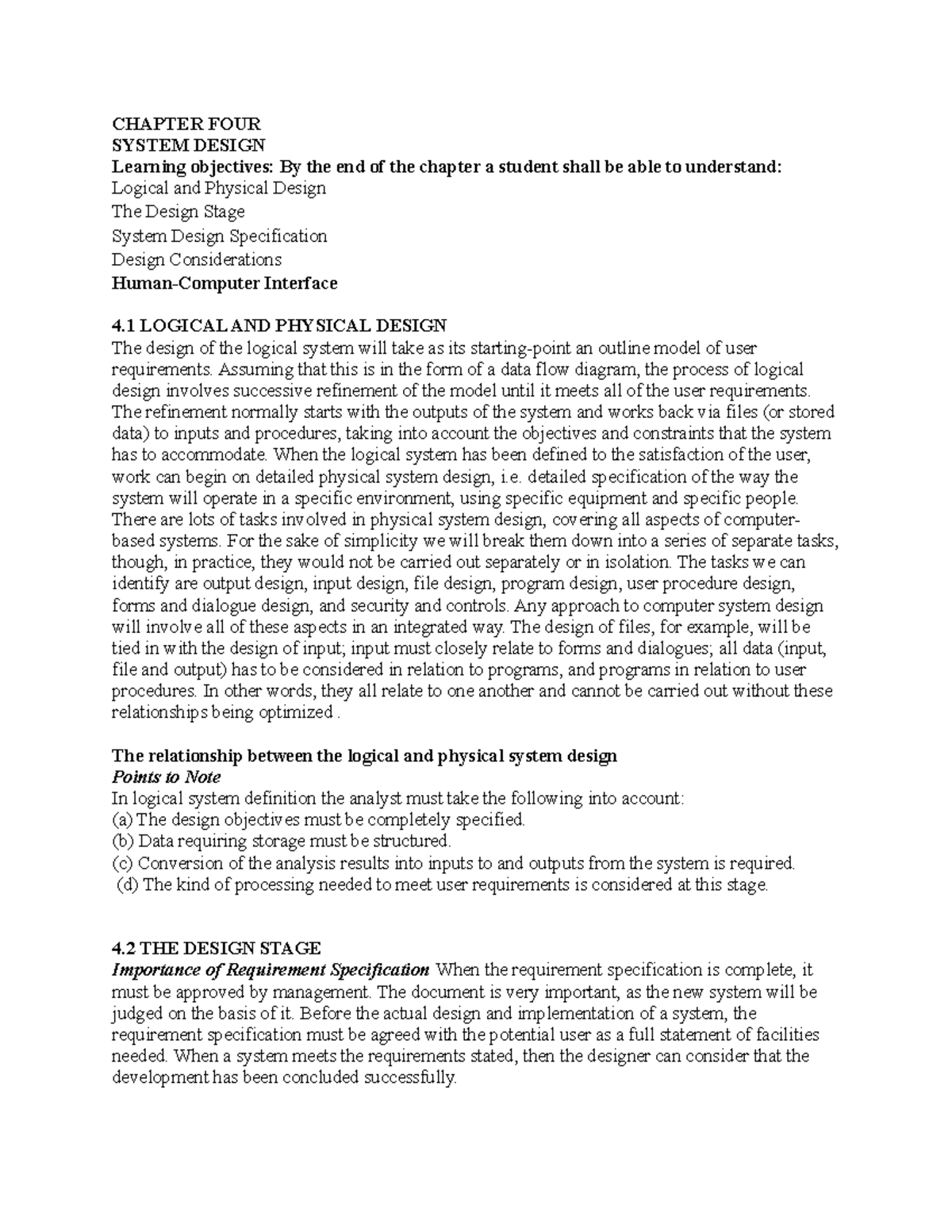 Chapter 4: System Design Concepts and Considerations - SAD - Studocu