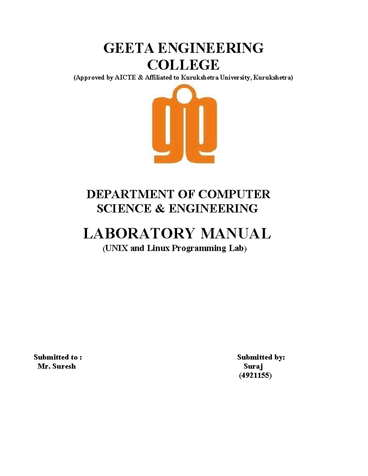 Unix and Linux Programming Lab Manual - PC-CS-306LA - Studocu