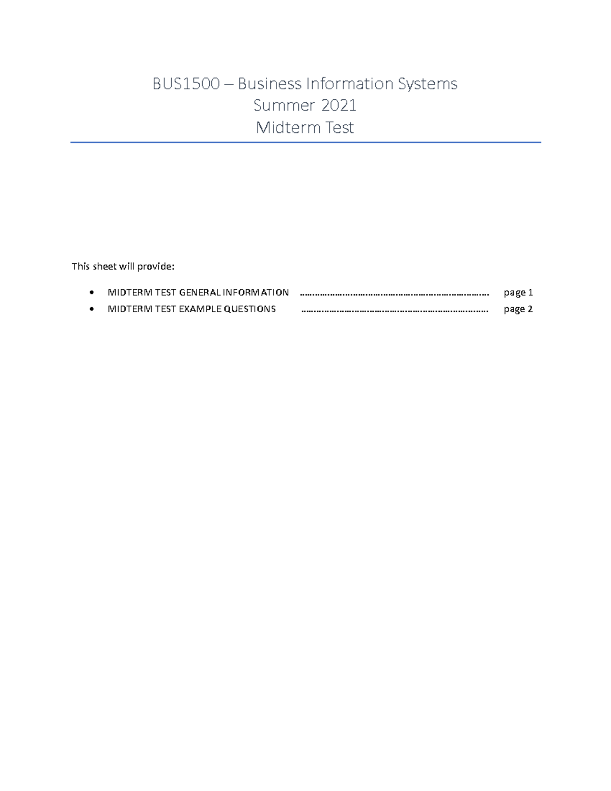 BUS1500 Midterm Test Info & Example Self-Test Questions - Studocu