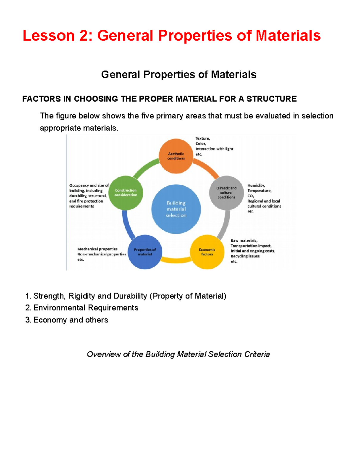 Lesson 2 General Properties of Materials - Lesson 2: General Properties ...