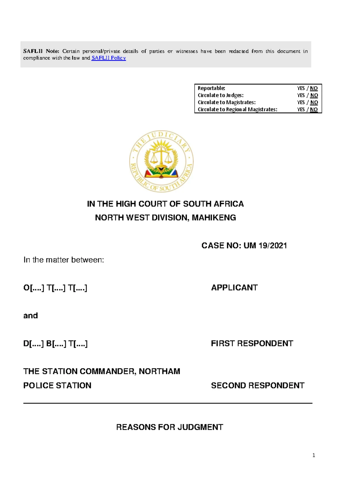 Application to Compel Formal Inquest in Nokuthula Simelane Case - Studocu