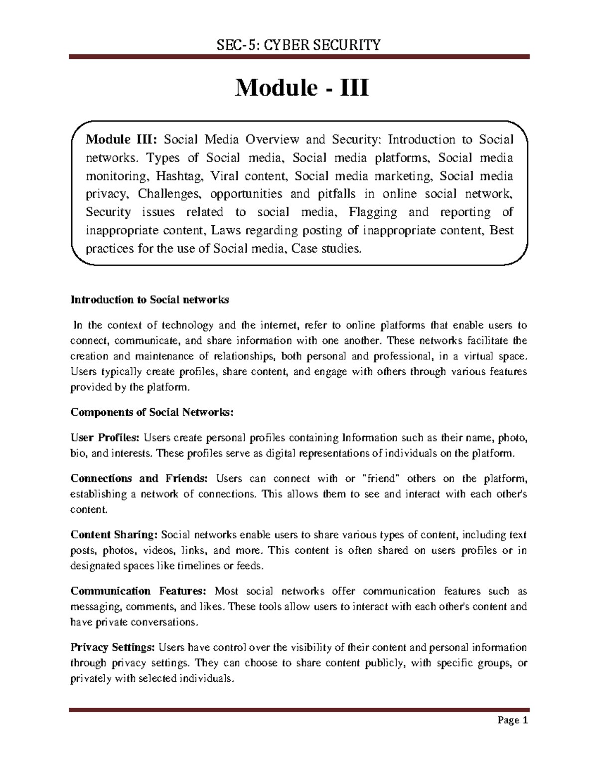 Cyber security unit 3 - Unit 3 - KHADRI S S, SKNG GFG COLLEGE ...