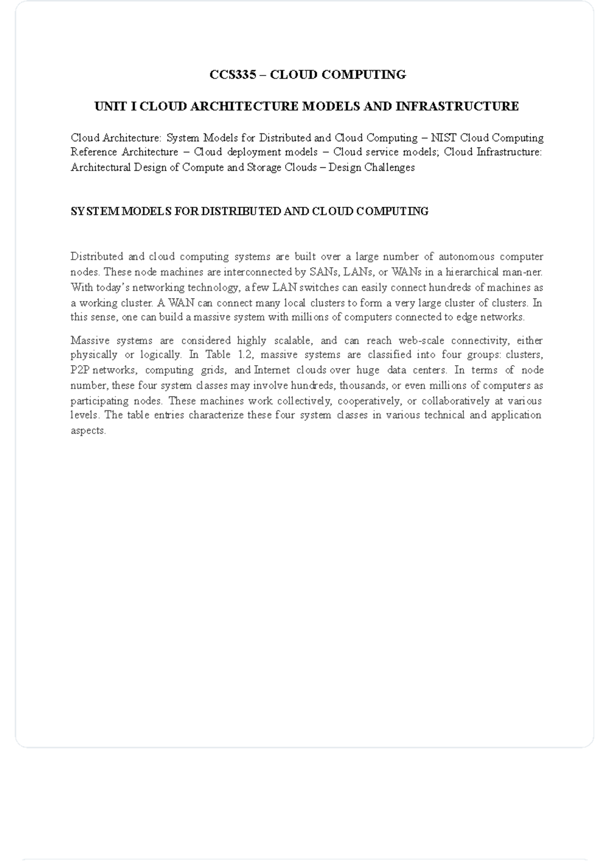 CCS335 Final Exam Notes: Cloud Architecture Models & Infrastructure ...