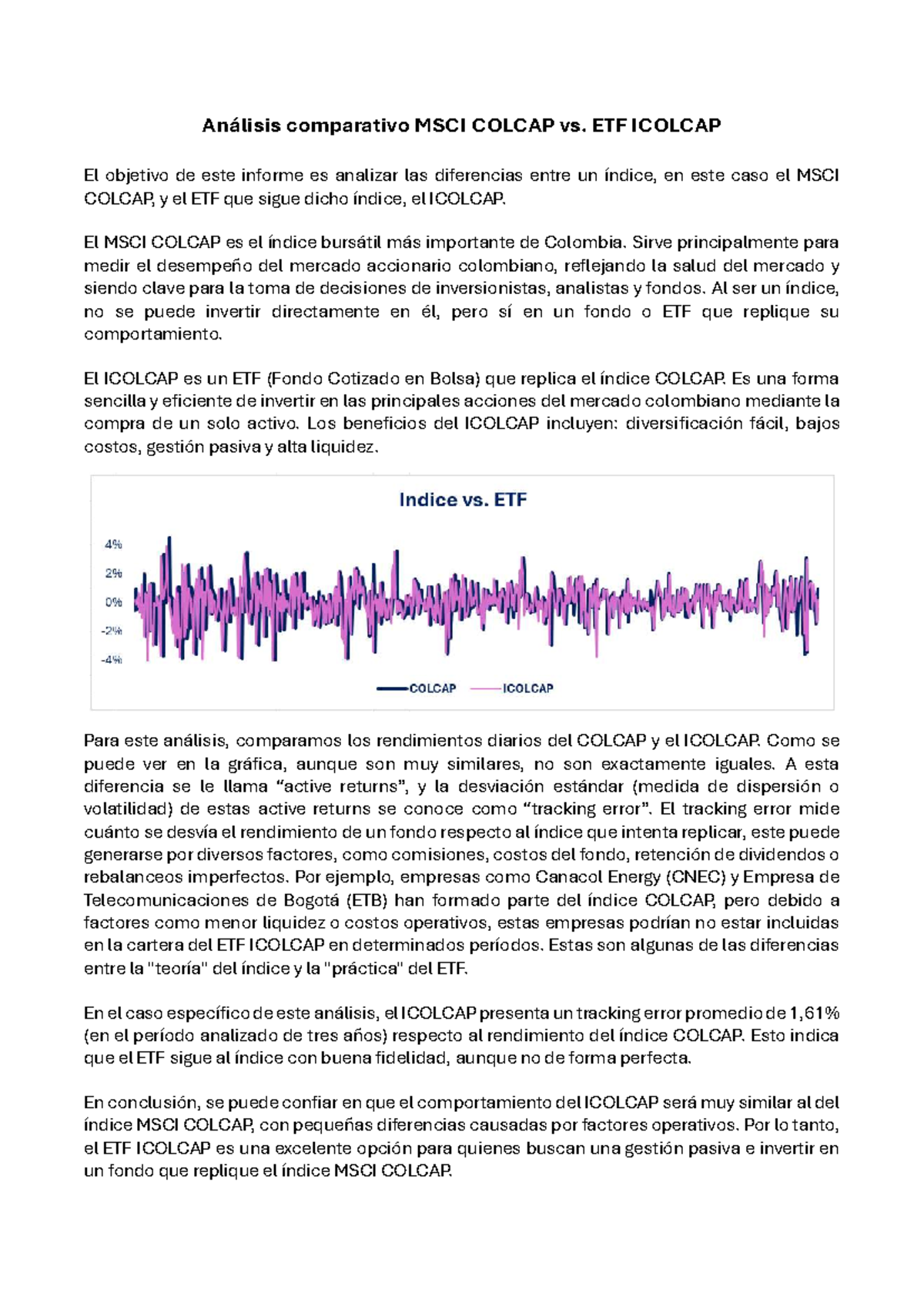Análisis Comparativo: MSCI COLCAP vs. ETF ICOLCAP - Studocu