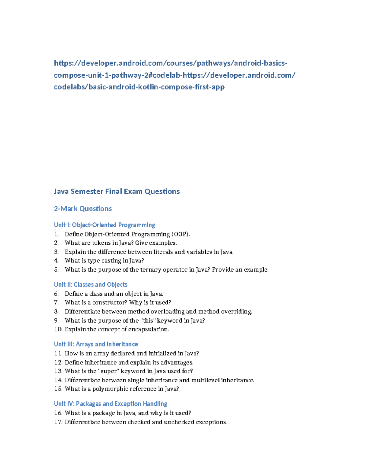 Java 811082893 Semester Final Exam Questions and Answers - Studocu
