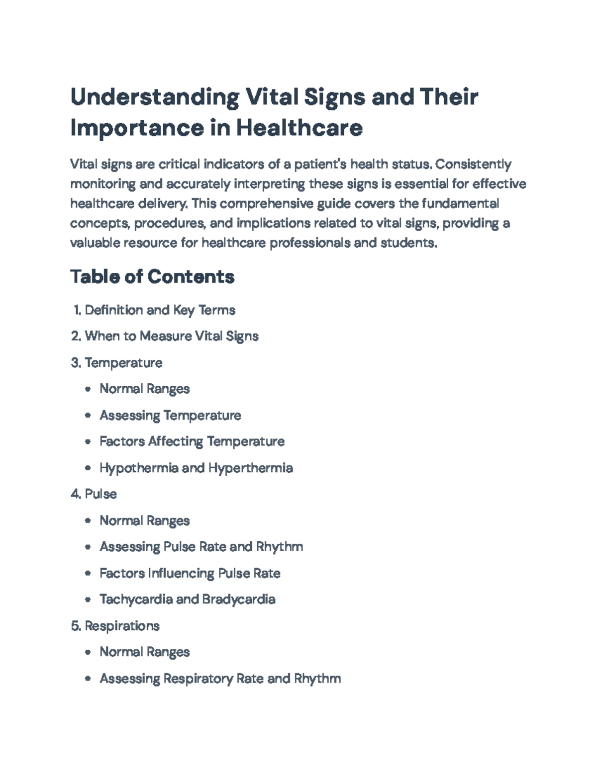 Understanding Vital Signs: A Comprehensive Guide for HC Professionals ...