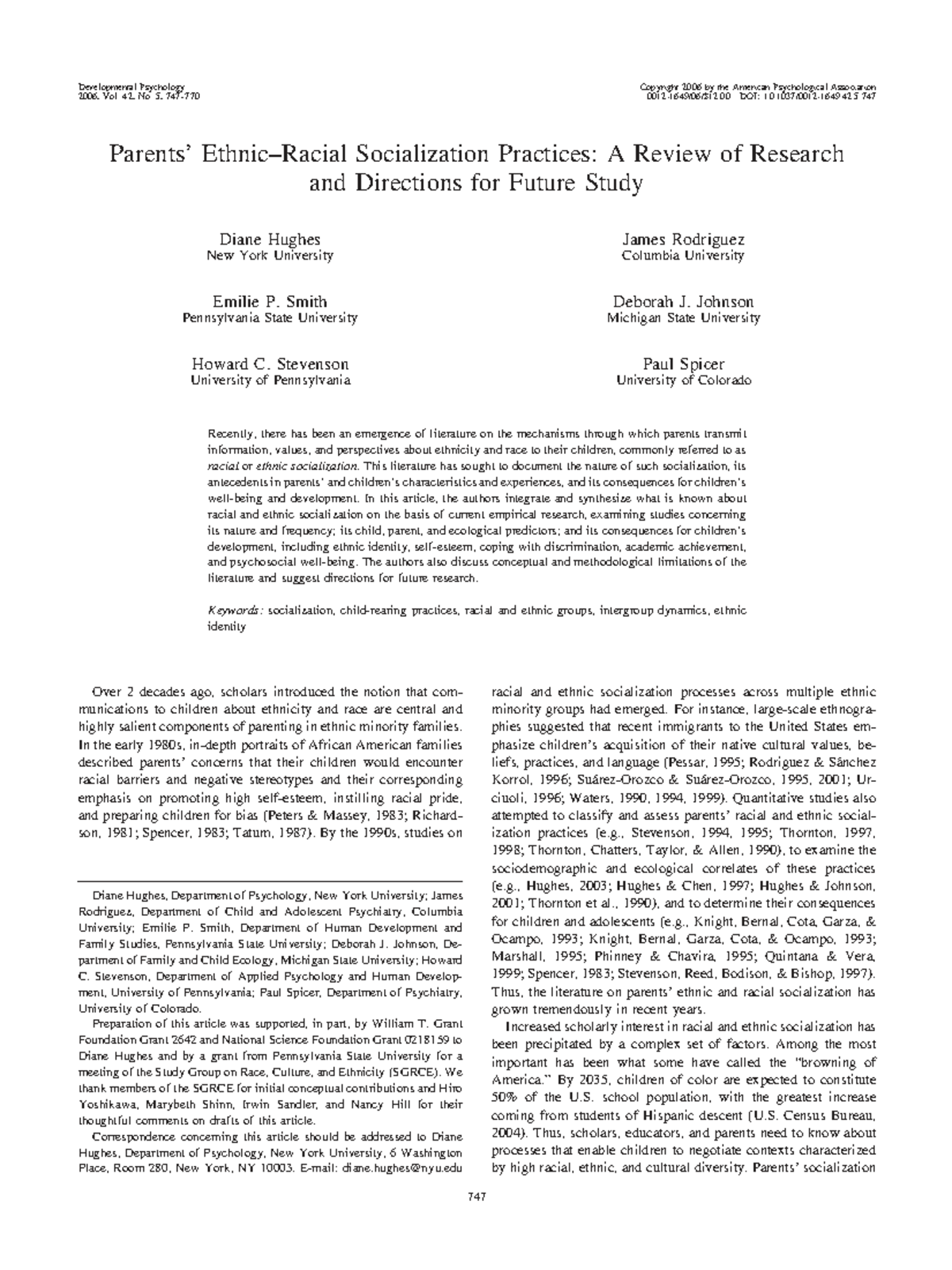 Ethnic-Racial Socialization Practices: Insights and Future Directions ...