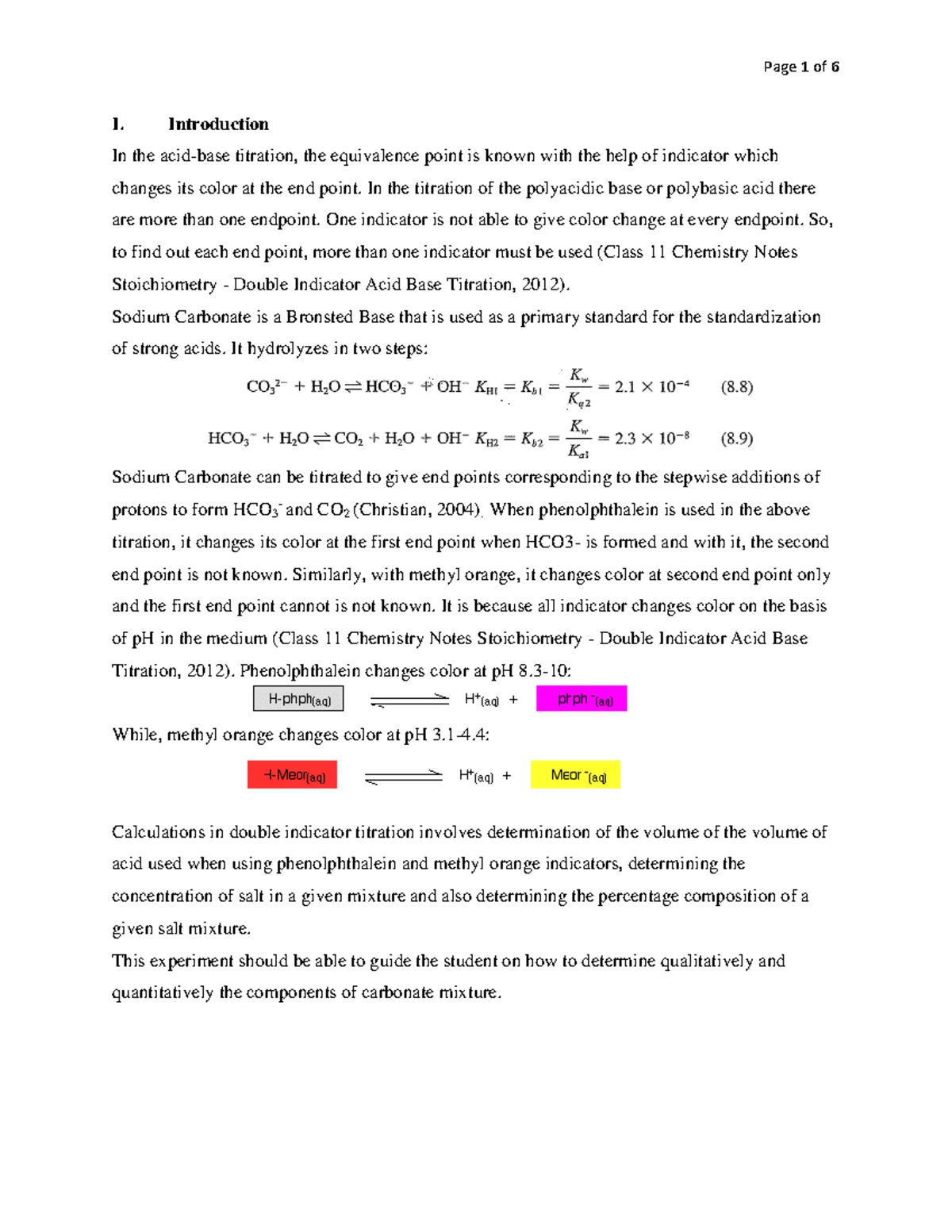 Expt 3: Double Indicator Method with NaOH & HCl Titration Analysis ...