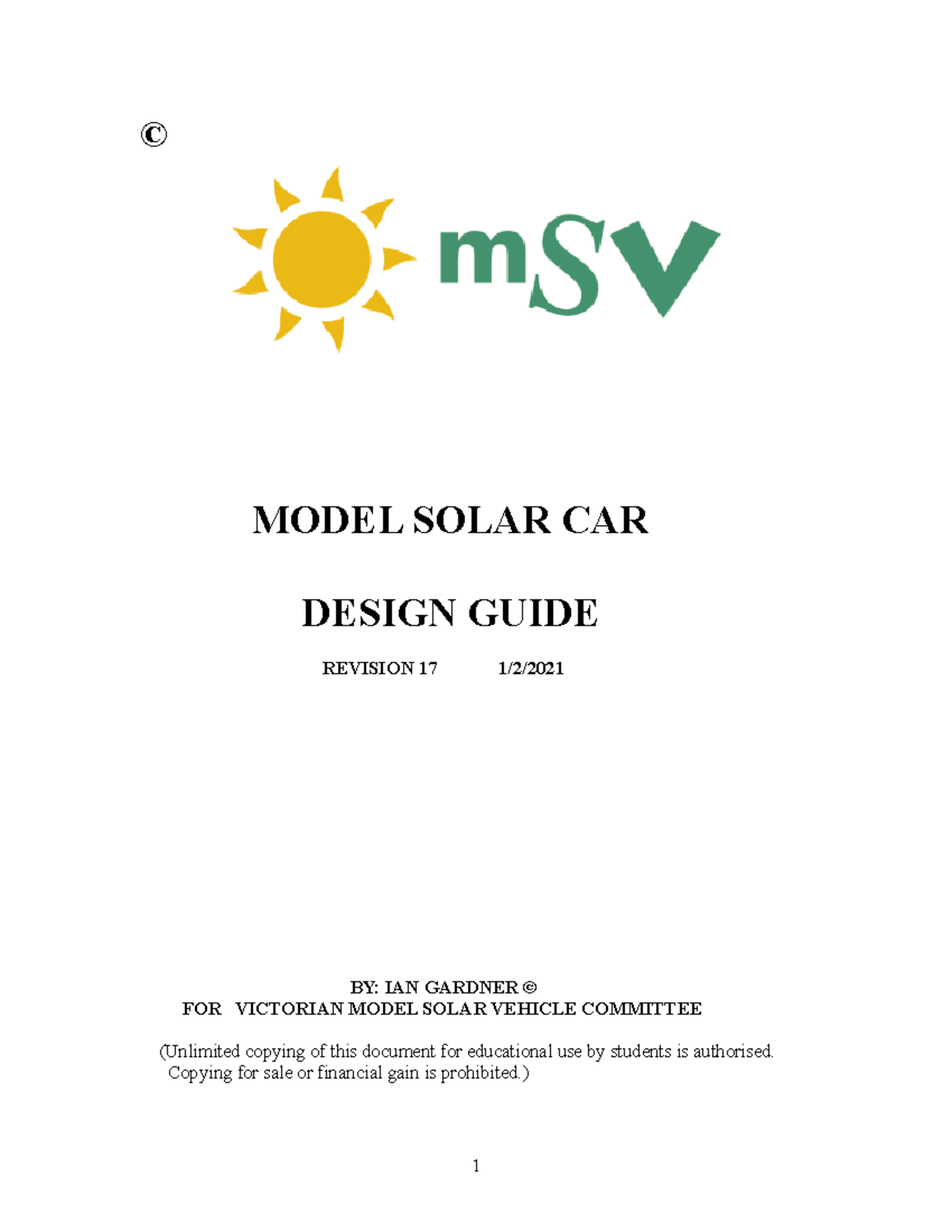 Model Solar Car Design Guide Revision 17: Key Insights for Students ...