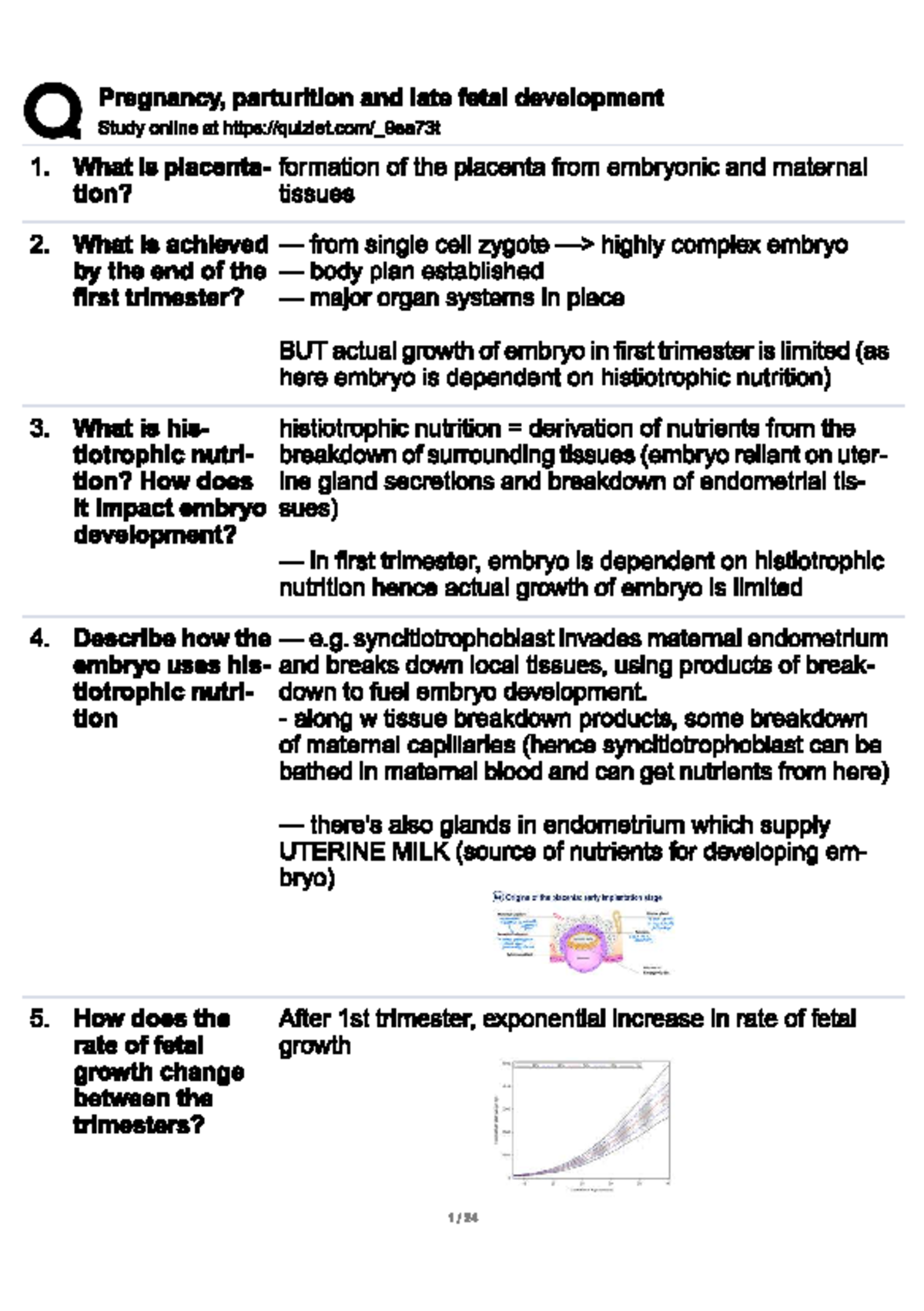 Pregnancy, parturition and late foetal development flashcards - MED ...