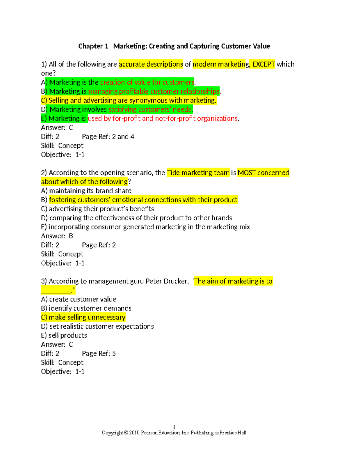 Kotler MKT 101 Chapter 1: Creating and Capturing Customer Value - Studocu