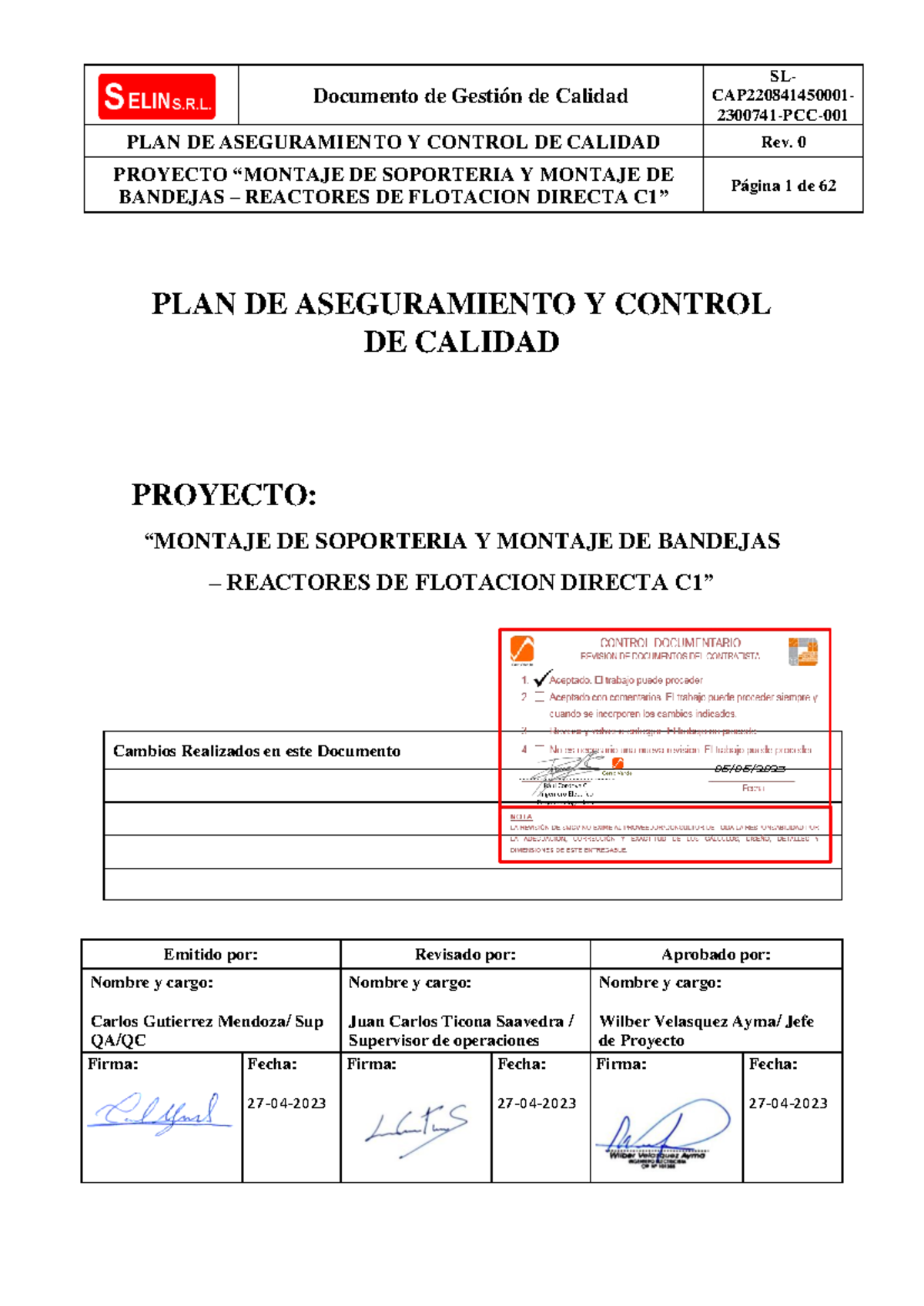 PLAN DE ASEGURAMIENTO Y CONTROL DE CALIDAD - CAP220841450001 - Studocu