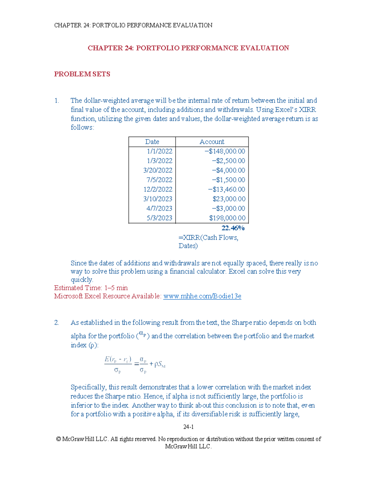 Bodie Investments 13e Chapter 24 Portfolio Performance Evaluation ...