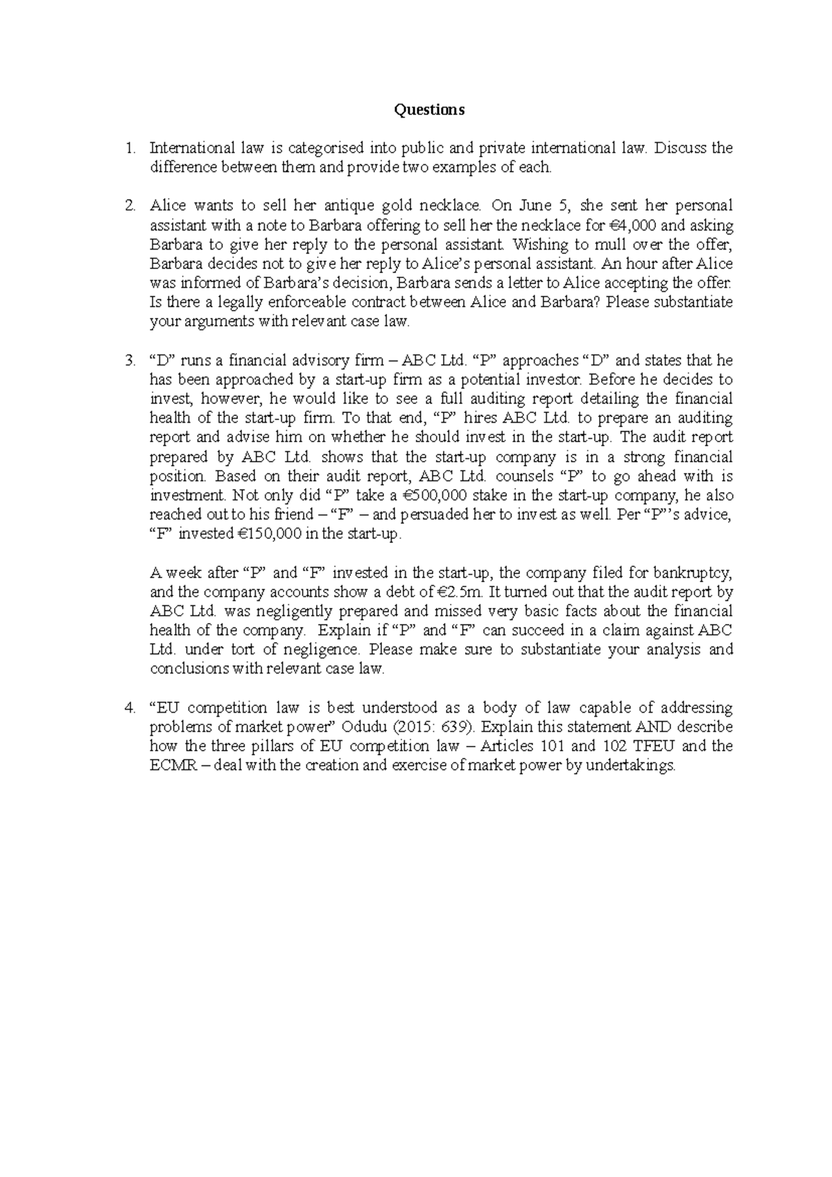 Law 2023 Final Exam Mock: Key Questions and Analysis - Studeersnel