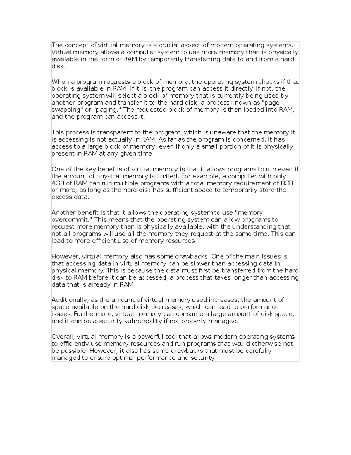 Modern operating systems - Virtual memory allows a computer system to ...