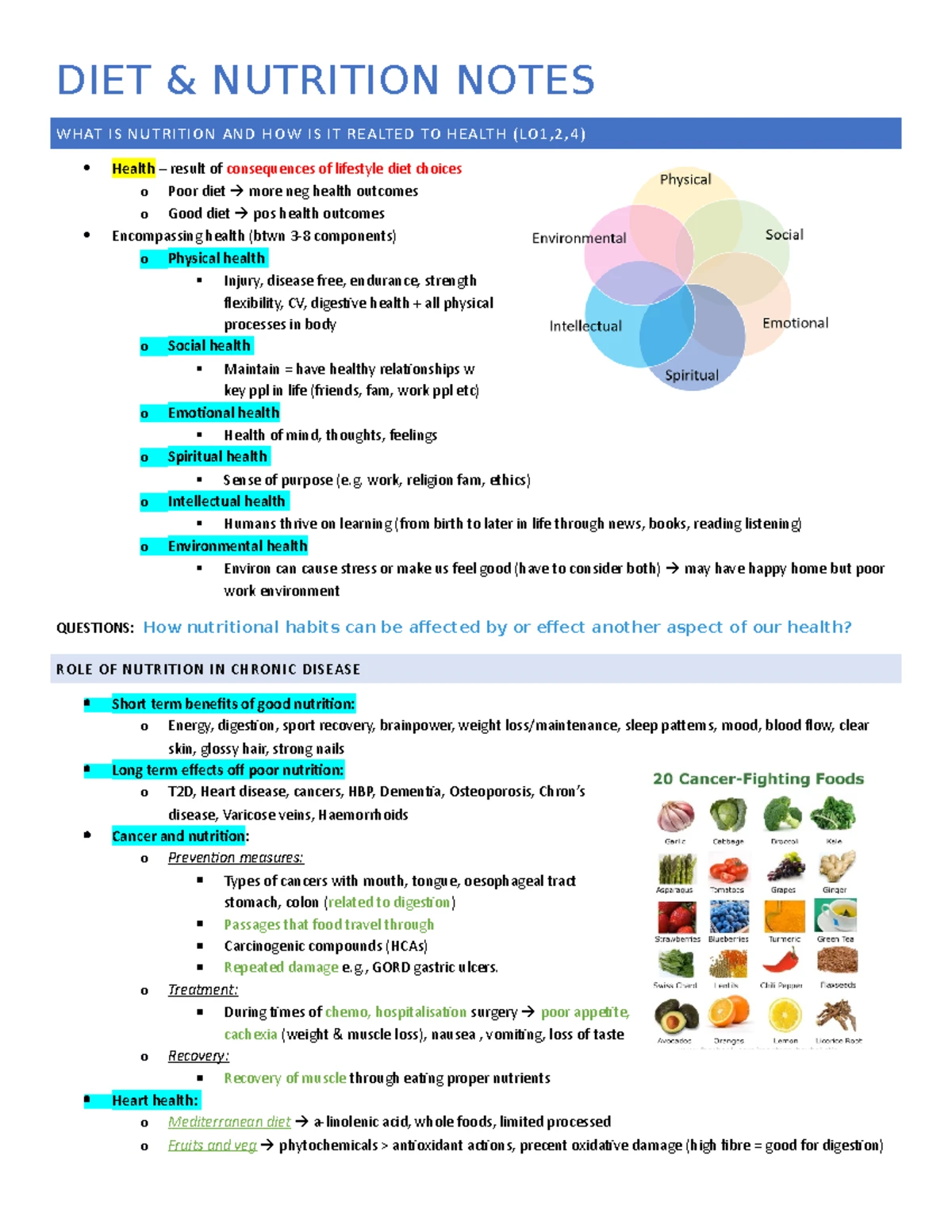 EDGU1003 Final Exam Notes on Diet, Nutrition, and Health in Sport - Studocu