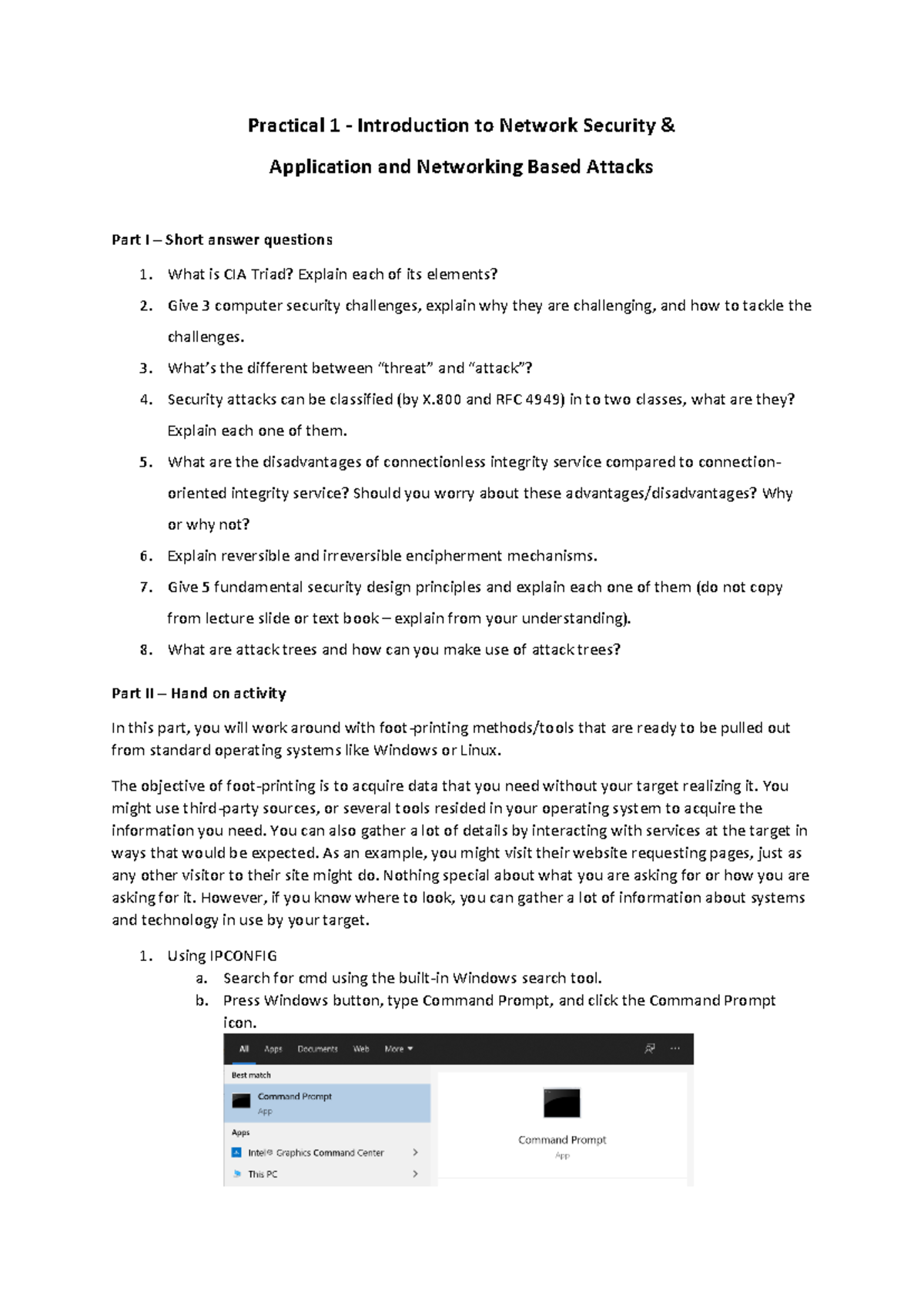 Practical 01: Intro to Network Security & Application Attacks - Studocu