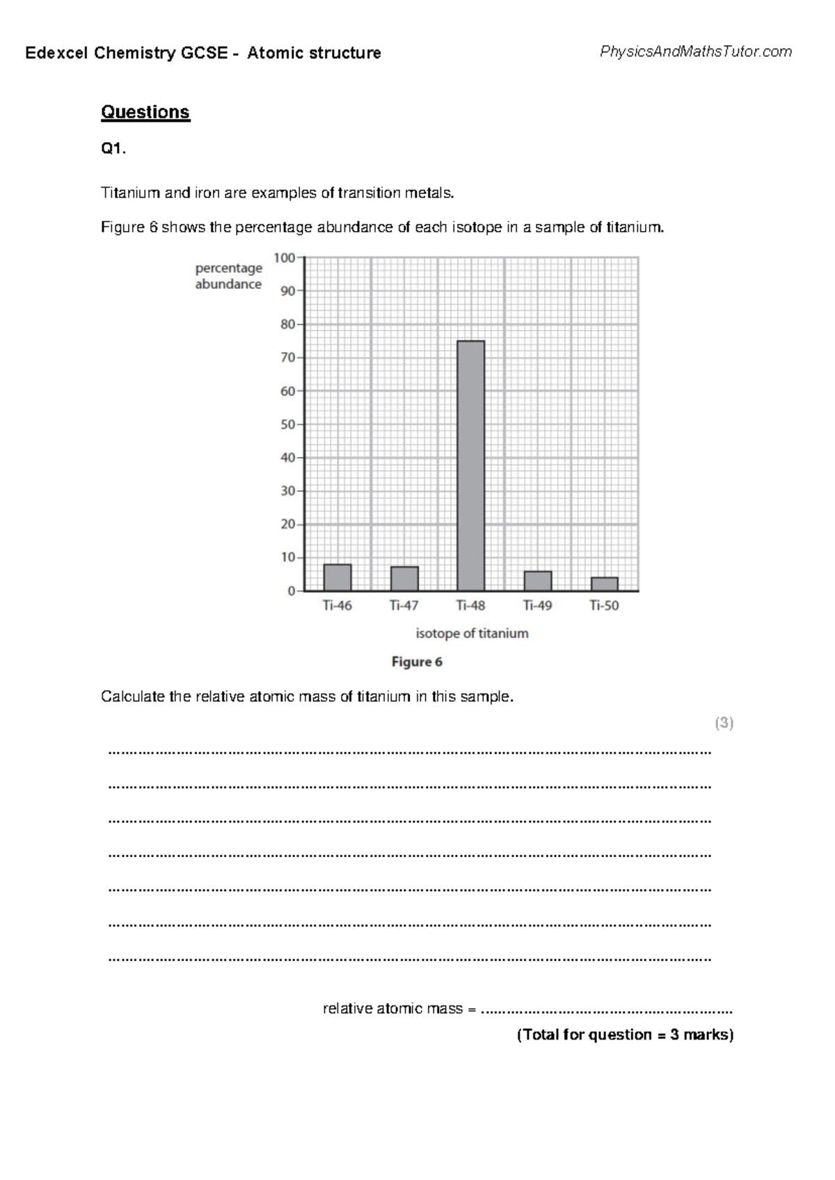 1.1 Atomic Structure - Chemistry Exam Homework Practice and Questions ...