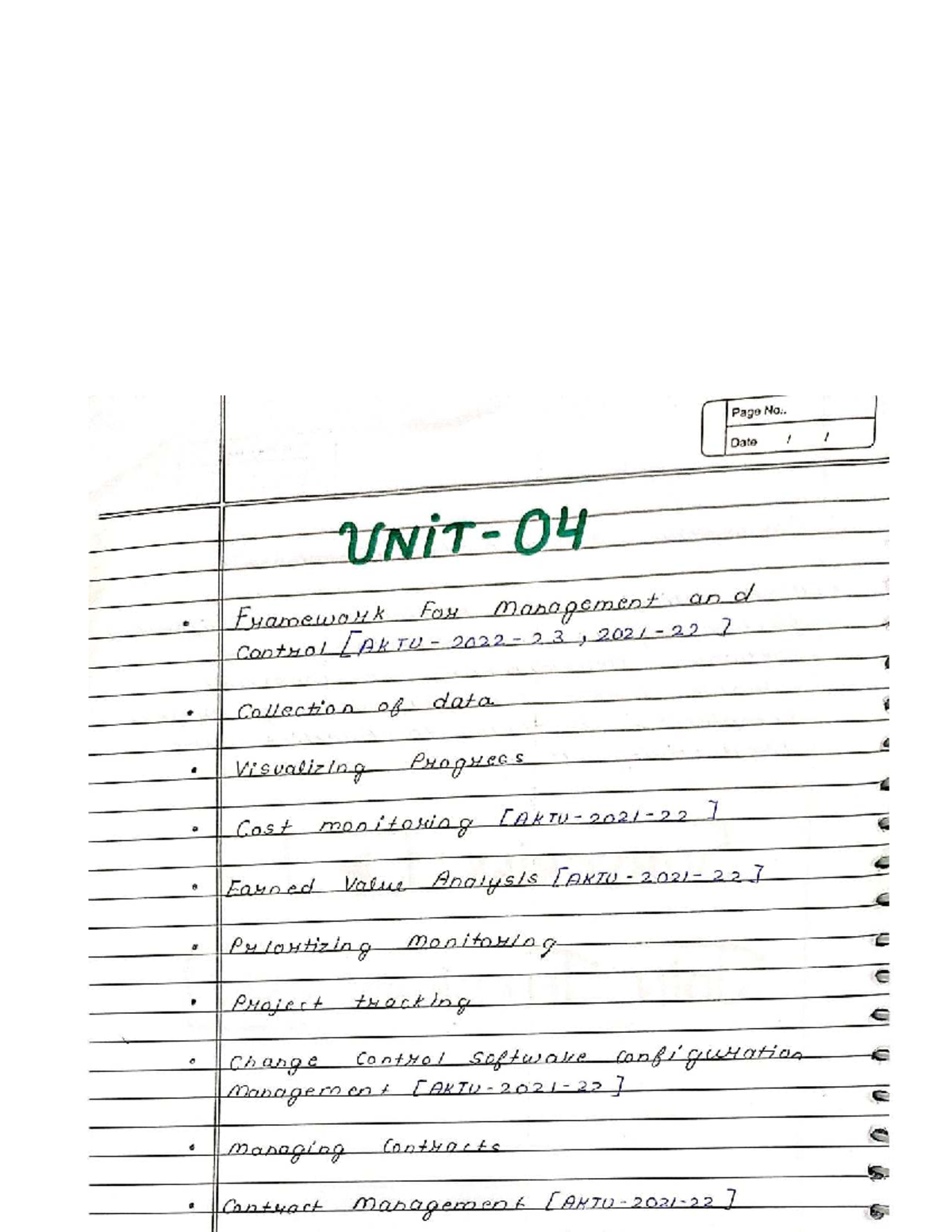 SPM 101 Unit 04: Project Management Framework & Control Techniques ...