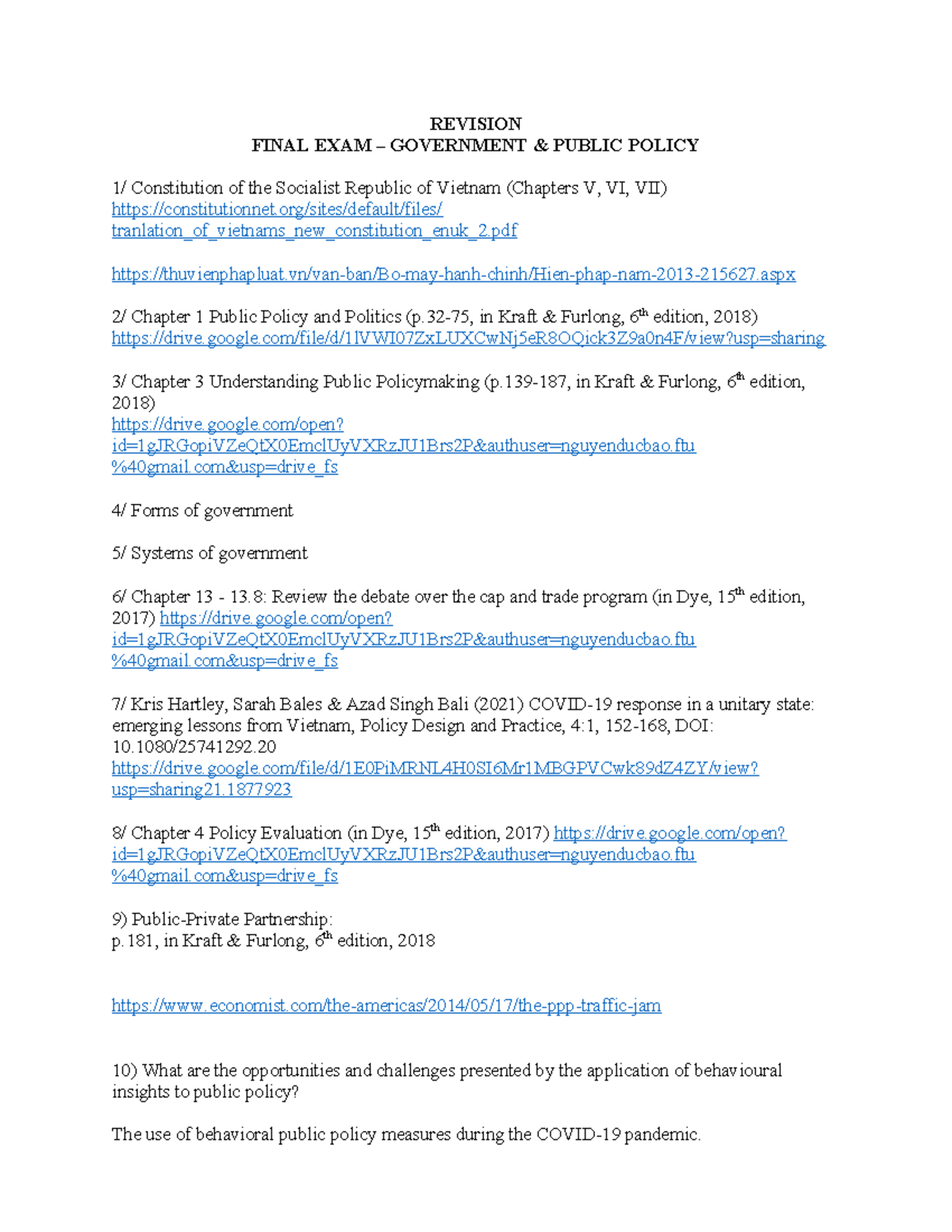 REVISION FINAL EXAM GOVT 2025: Public Policy Insights & Chapters - Studocu
