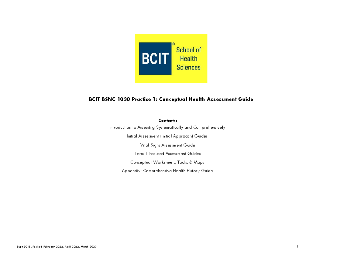 BSNC 1030 Final Exam: Comprehensive Health Assessment Guide 2023 - Studocu
