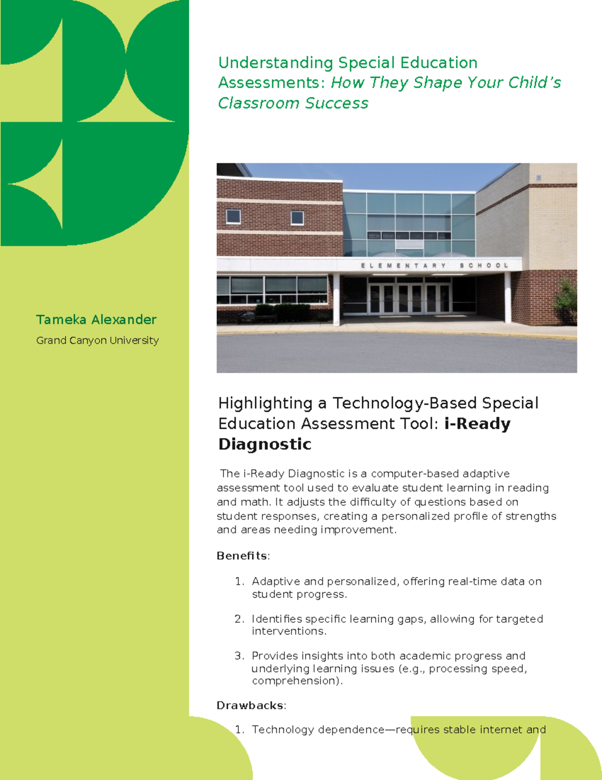 SPD 531 Understanding Special Education Assessments with i-Ready - Studocu