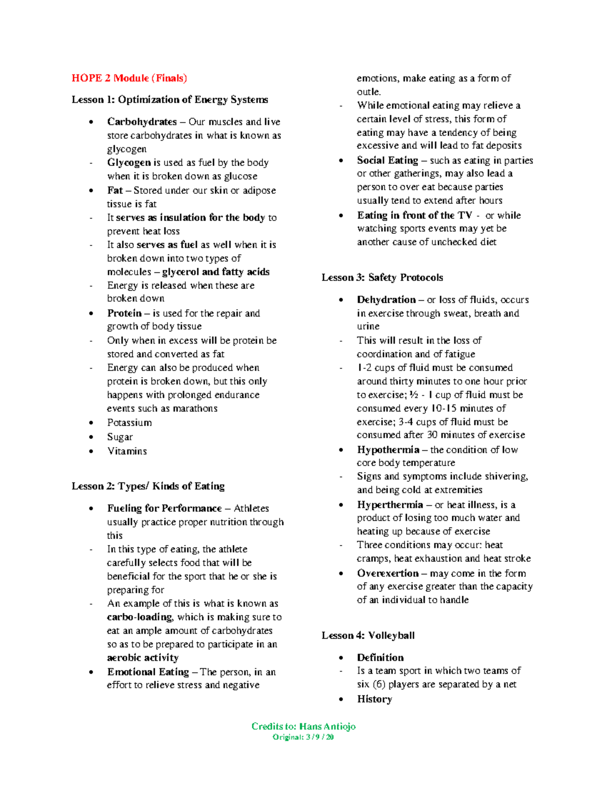 530232602 HOPE 2 Finals Study Guide and Reviewer - Studocu