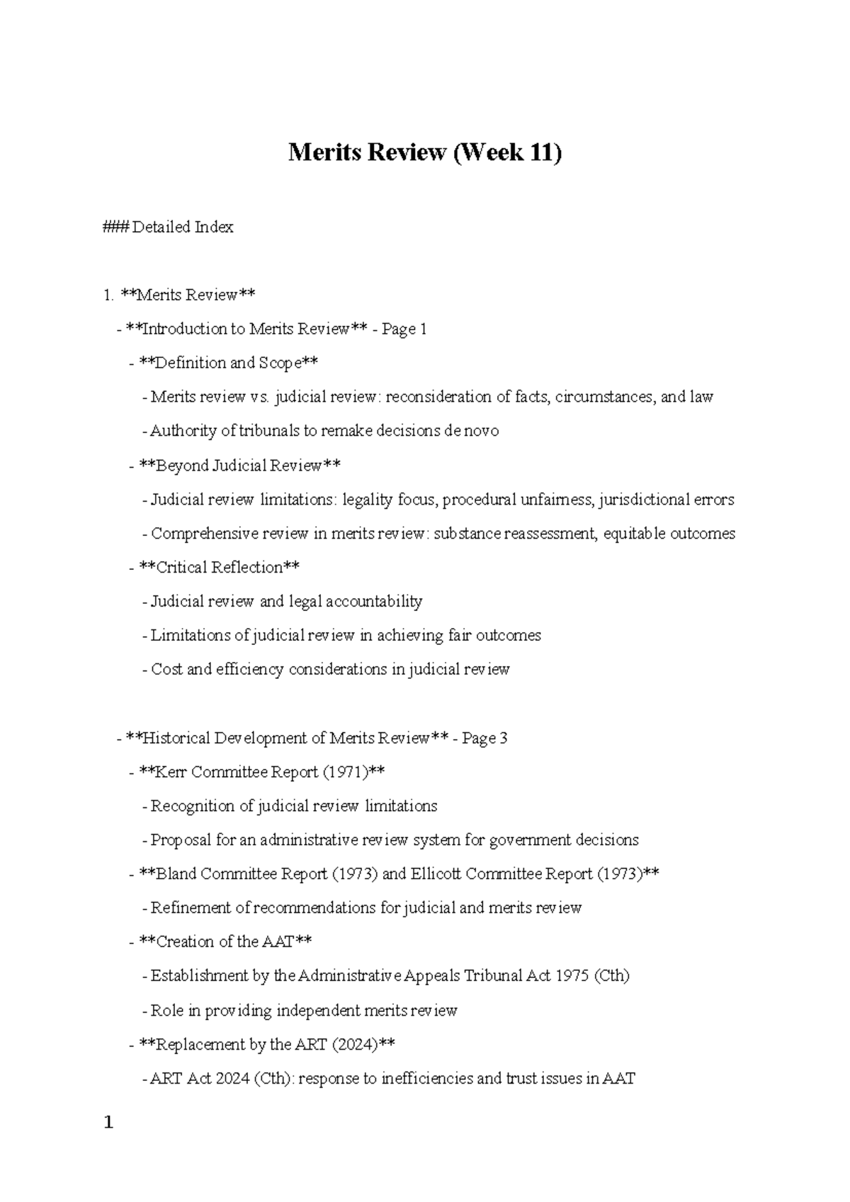 Merits Review Overview - Admin Notes 11 (Week 11) - Studocu