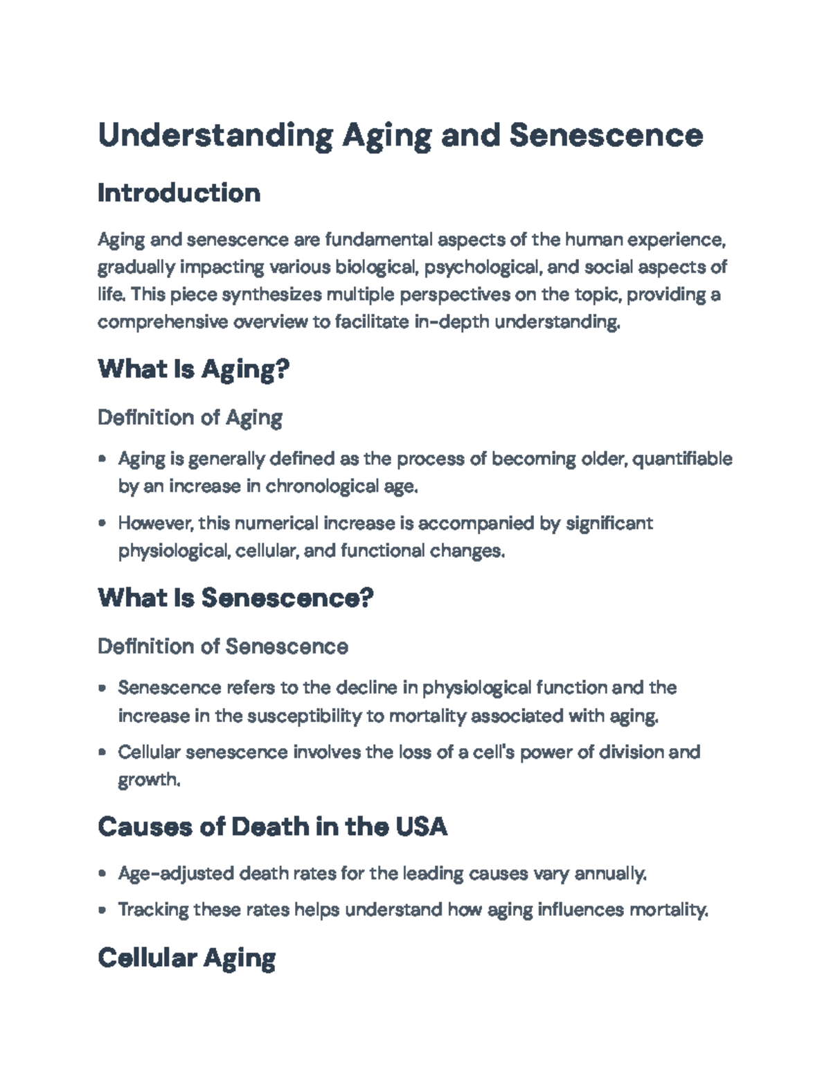 Understanding Aging and Senescence: Biological Insights and Impacts ...