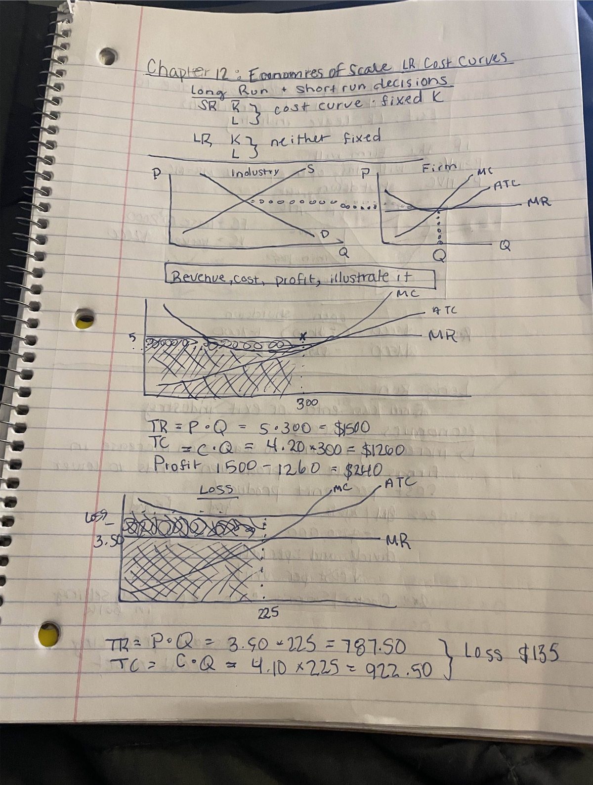 Chapter 12 Econ Notes - Chapter 12 Economics of Scale LR Cost curves ...