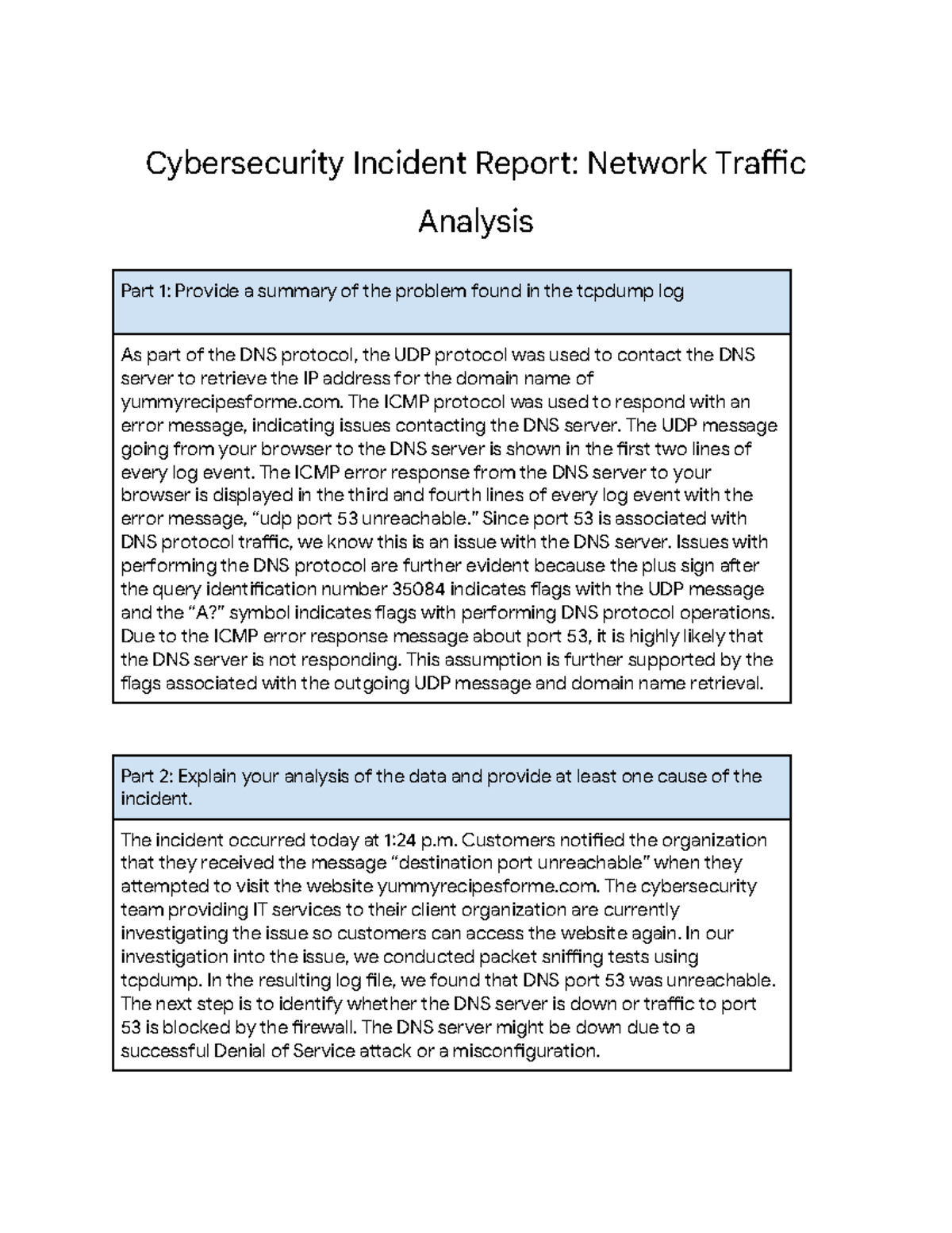 Cybersecurity Incident Report (CSEC 101): Network Traffic Analysis ...
