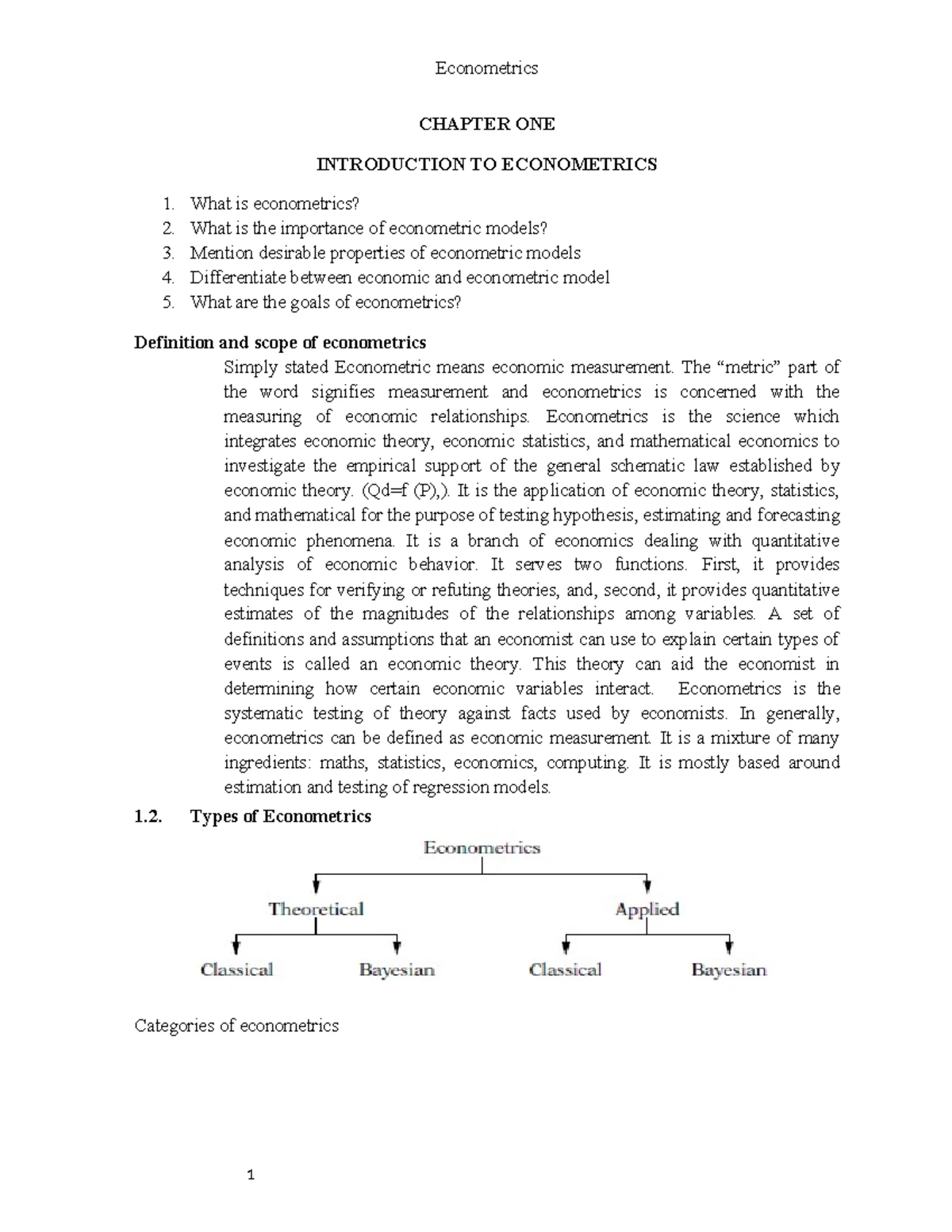 Econometrics Group Assignment - Analysis & OLS Estimation (ECON 101 ...