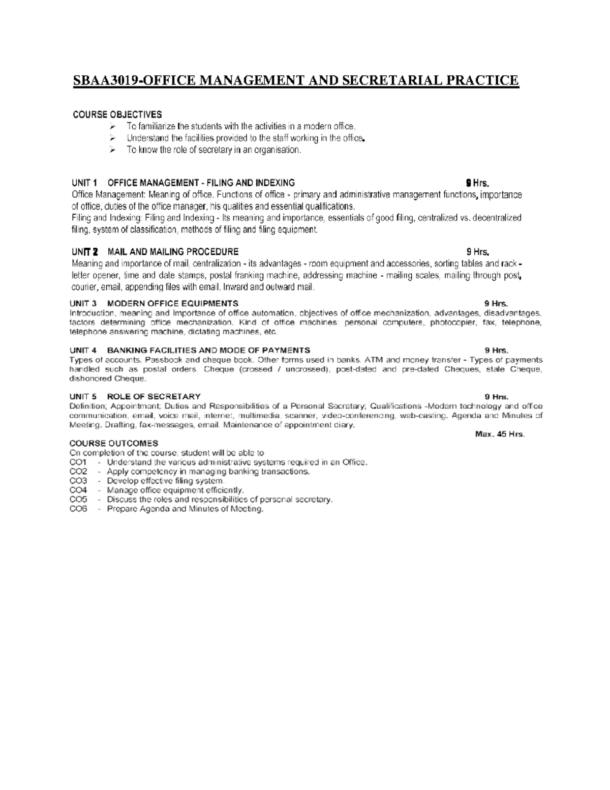 SBAA3019 Office Management & Secretarial Practice Notes - Studocu