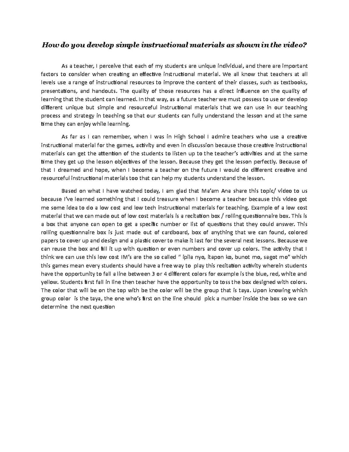 Developing Simple Instructional Materials: A Guide for Teachers - Studocu
