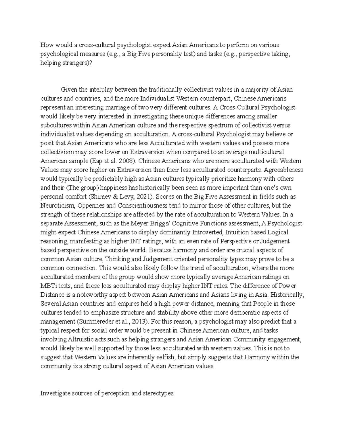 PSY 324 Project - Cross-Cultural Psychology of Chinese Americans - Studocu