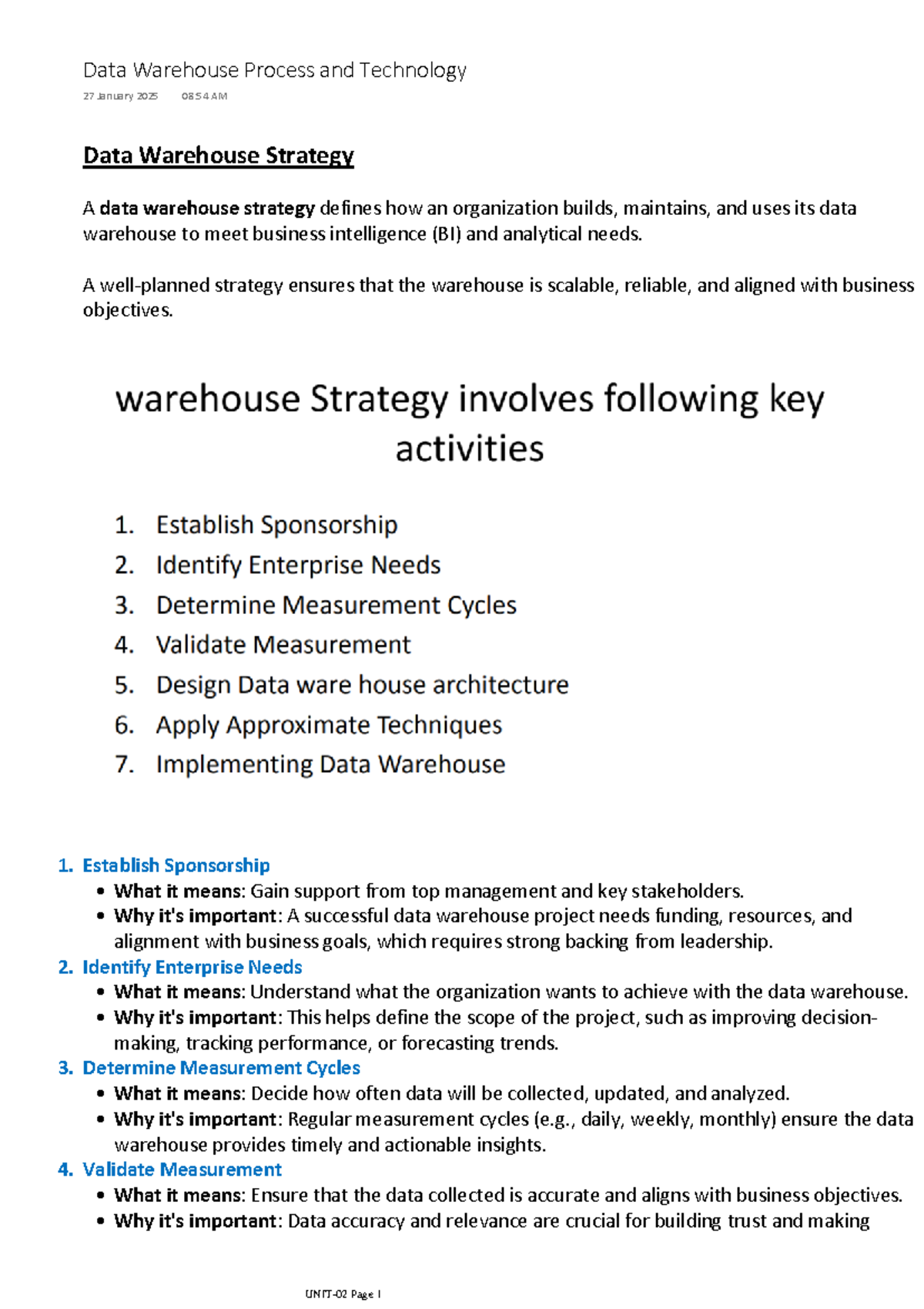 Data Warehouse Strategy: Building a Scalable BI Framework - Studocu