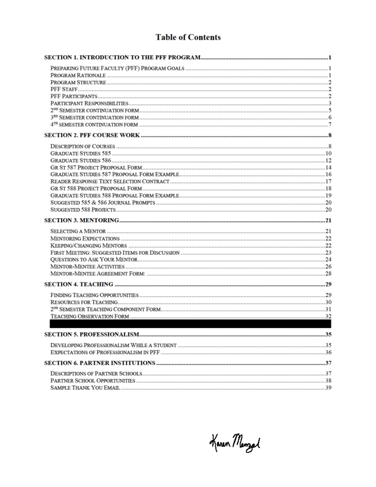 PFF Program Student Manual F21: Comprehensive Guide for Graduate ...