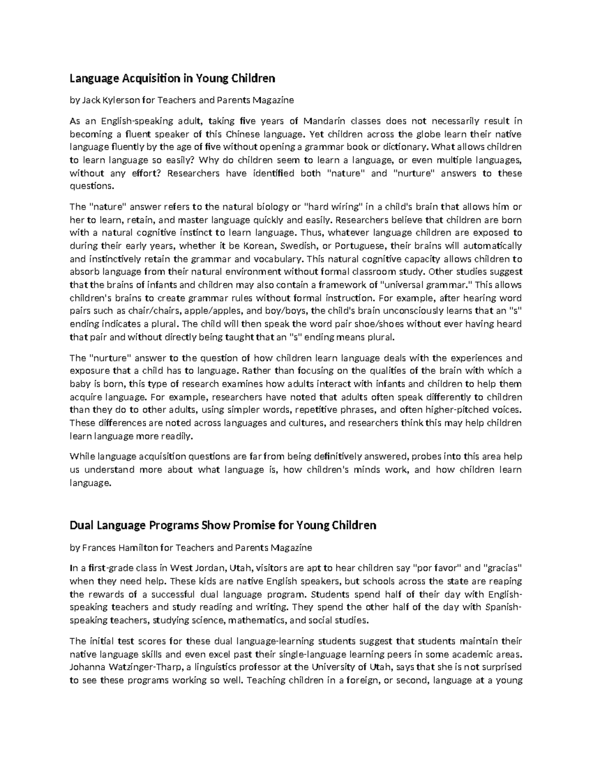 English 101 Final Exam Study Guide: Language Acquisition Insights - Studocu