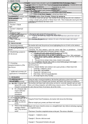 LP for Grade 8, module 2 Quarter 4 - I. OBJECTIVES A. Content Standards ...