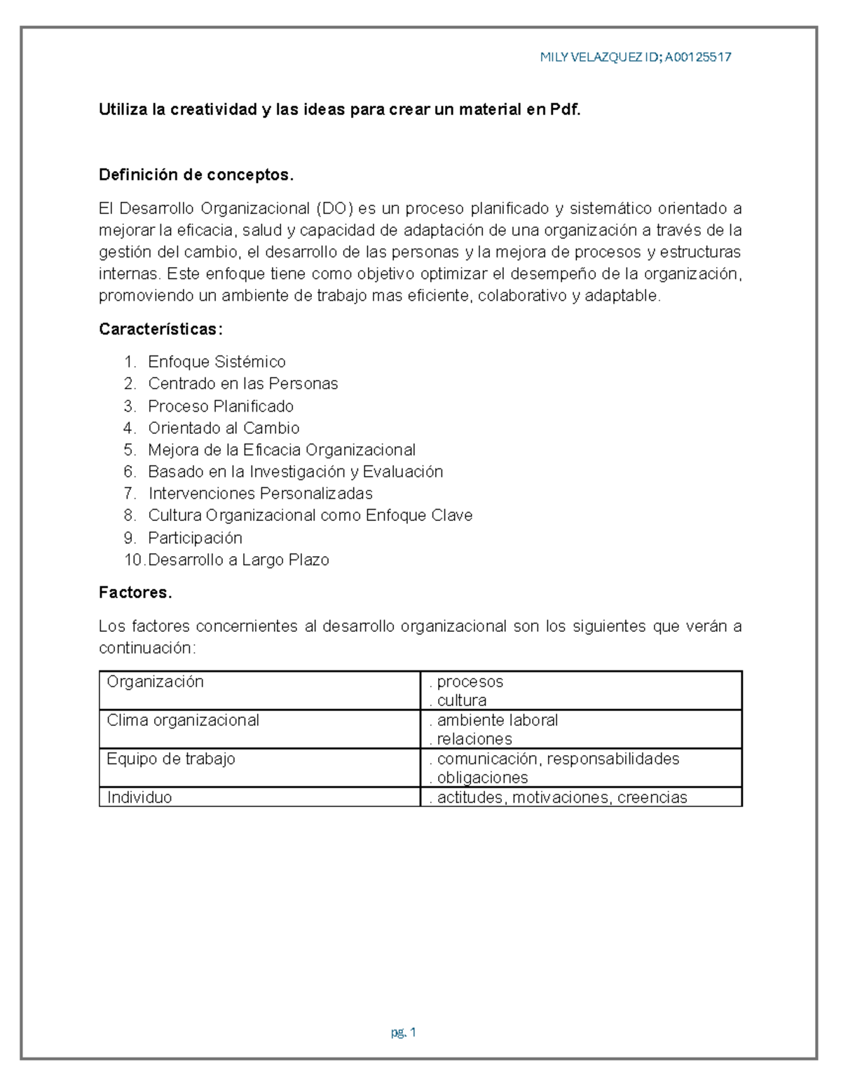 Desarrollo Organizacional: Enfoque y Factores Clave - MILI - Studocu