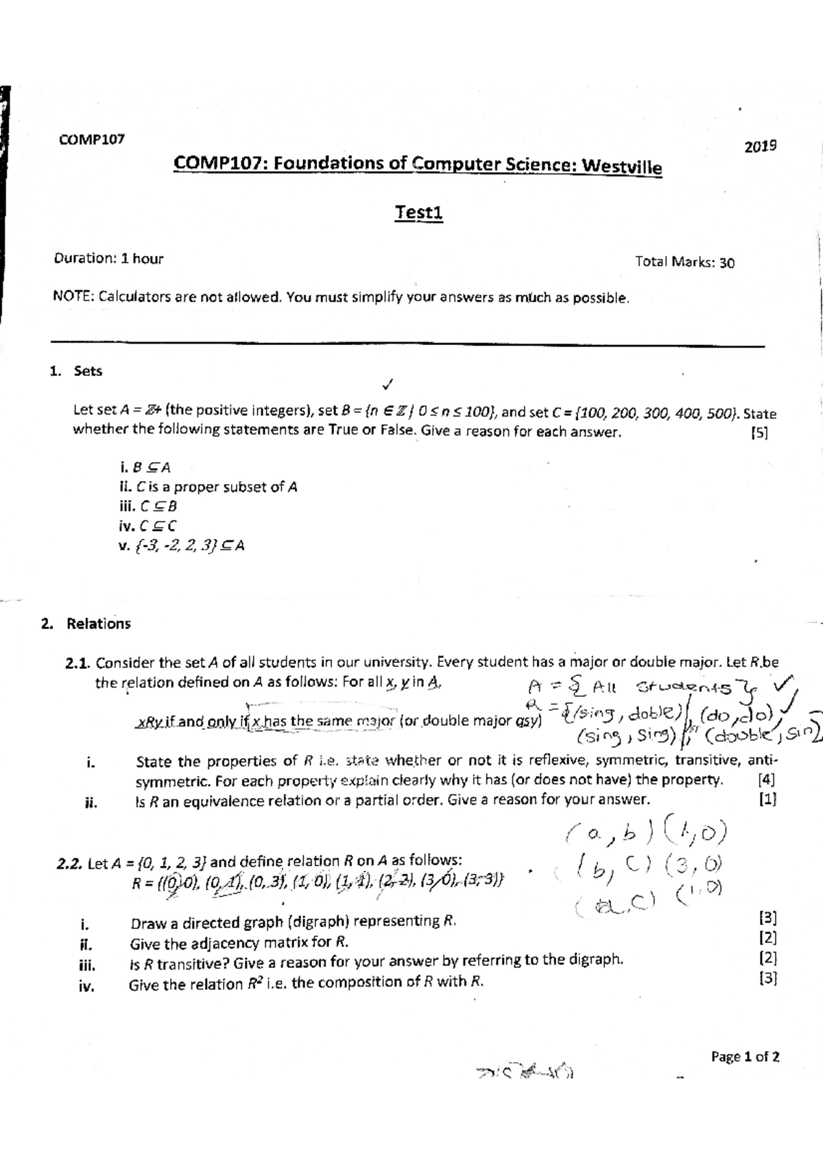 Comp107 - Test 1 Review Notes (2019) - Studocu