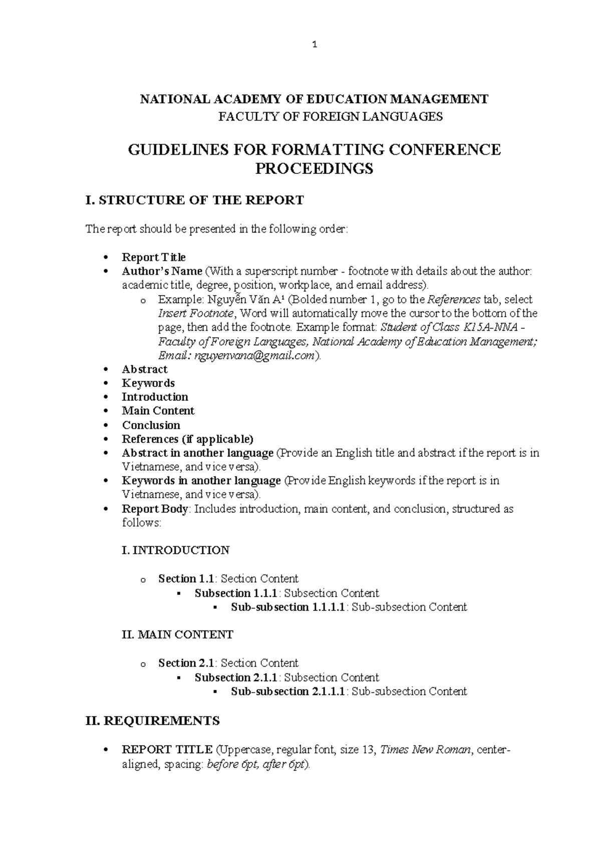 Guidelines for Formatting Conference Proceedings - Faculty of Foreign ...