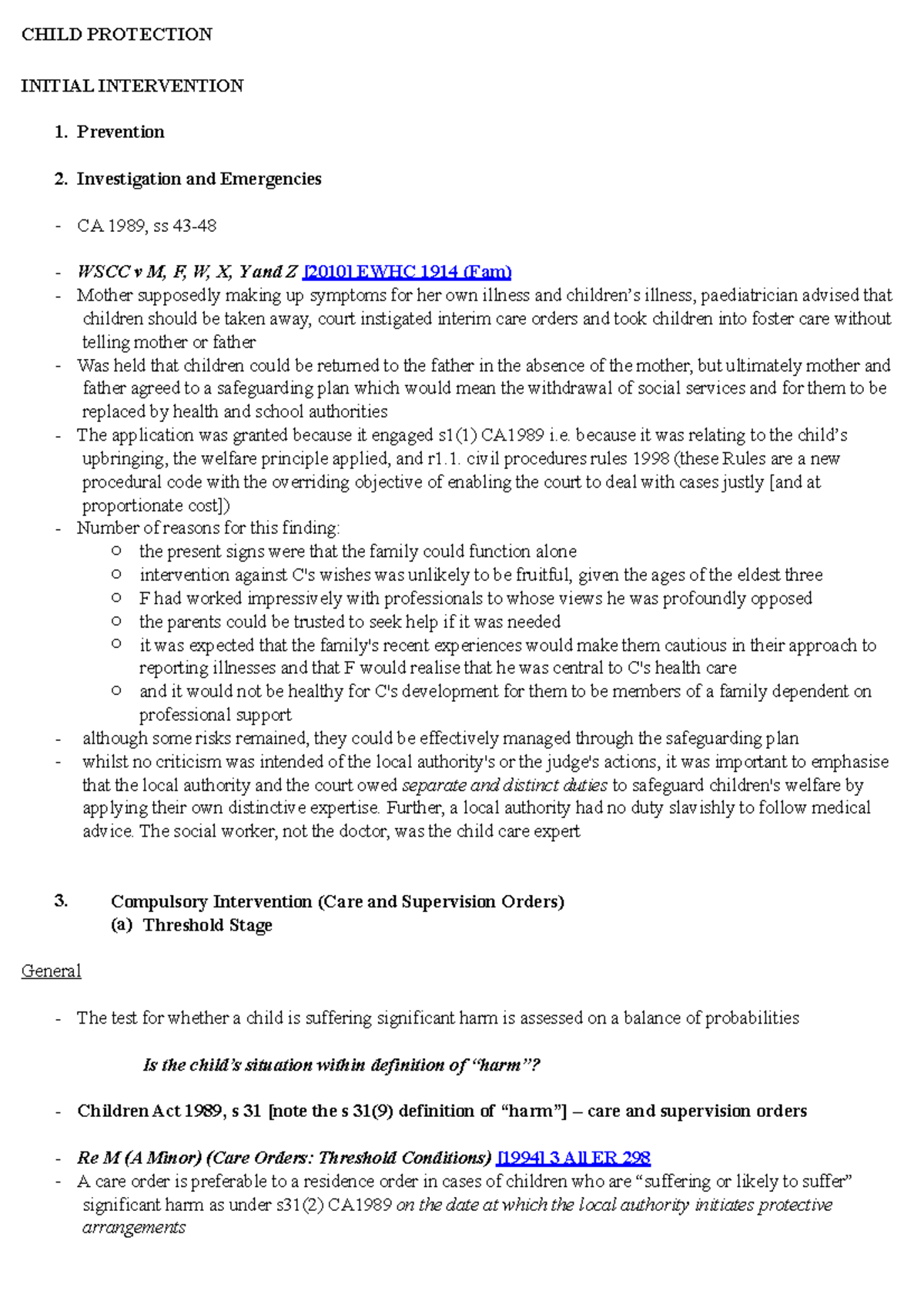 Child Protection sample - CHILD PROTECTION INITIAL INTERVENTION ...
