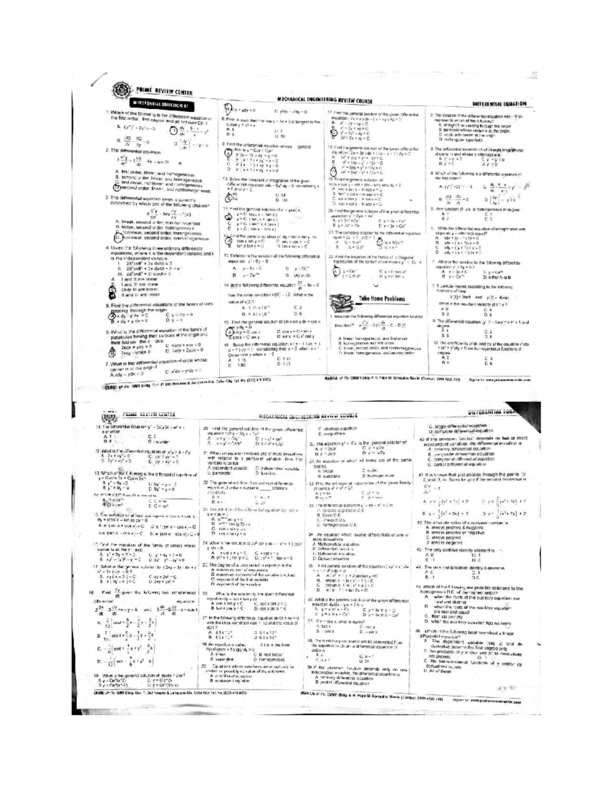Me 01 Differential Equations Review General Solutions Concepts Studocu