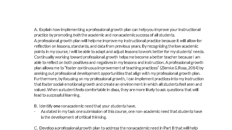 Professional Growth Plan for Instructional Improvement - Task 2 D629 ...