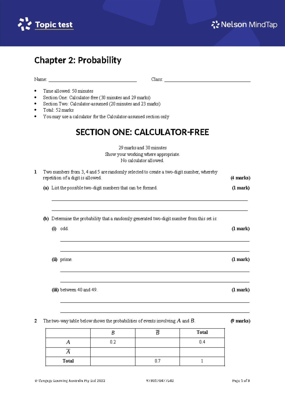 MM11 Ch02 Probability Test Questions - 50 Min Exam - Studocu