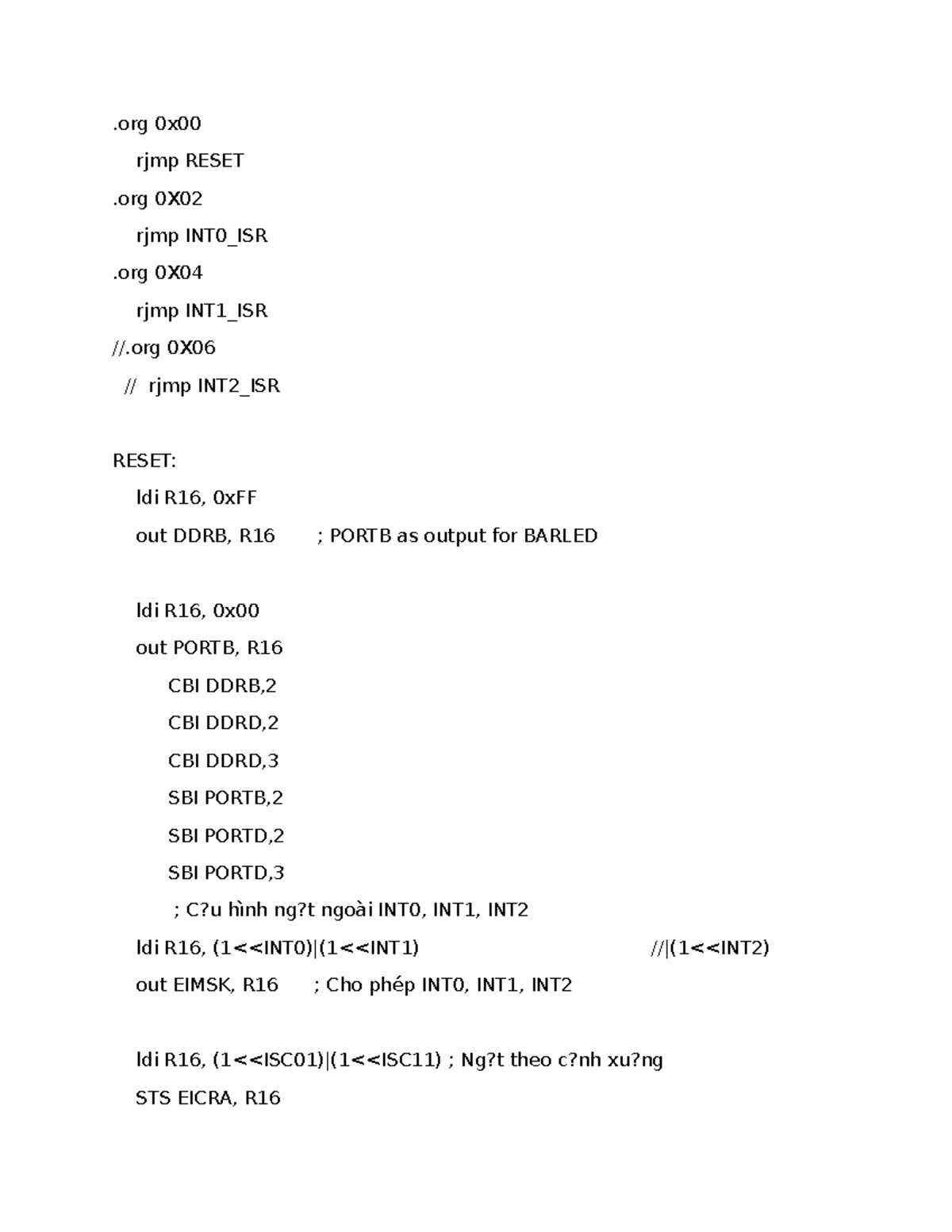 AVR Assembly Code for BarLED Control - Course Code: ANL123 - Studocu