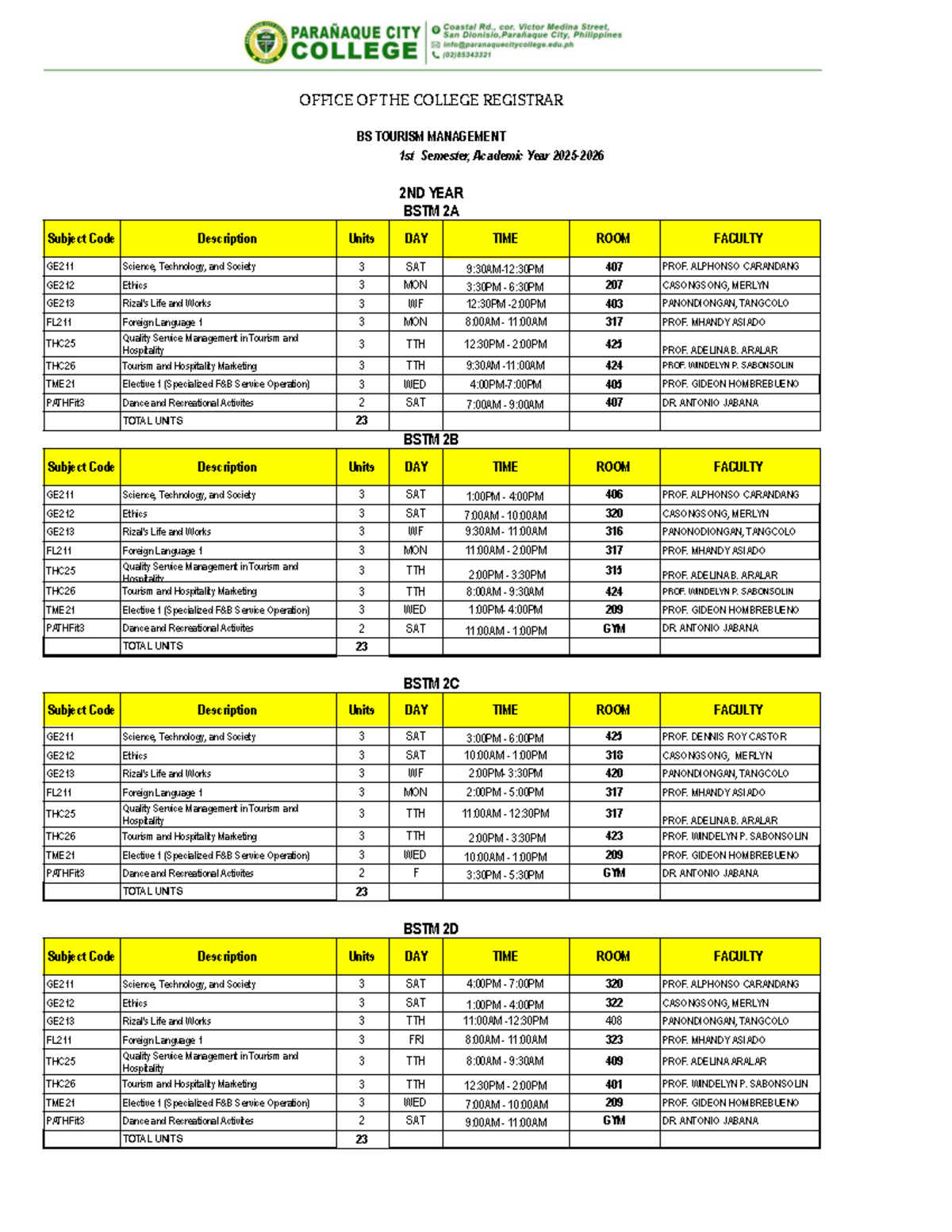 Final Exam Schedule for BSTM 2nd Year - AY 2023-2024 - Studocu